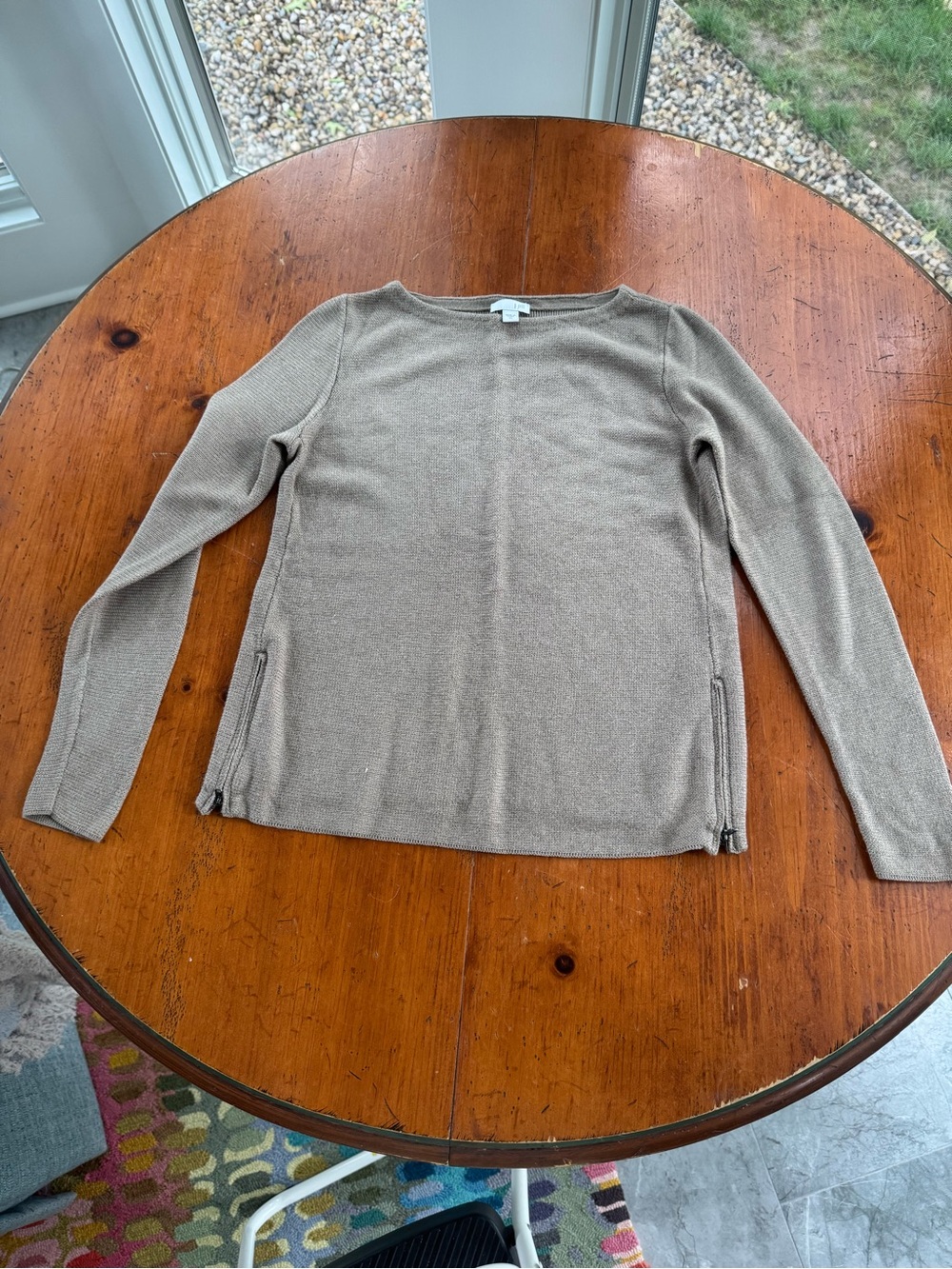 J. Jill Taupe Crewneck Lightweight Knit Sweater